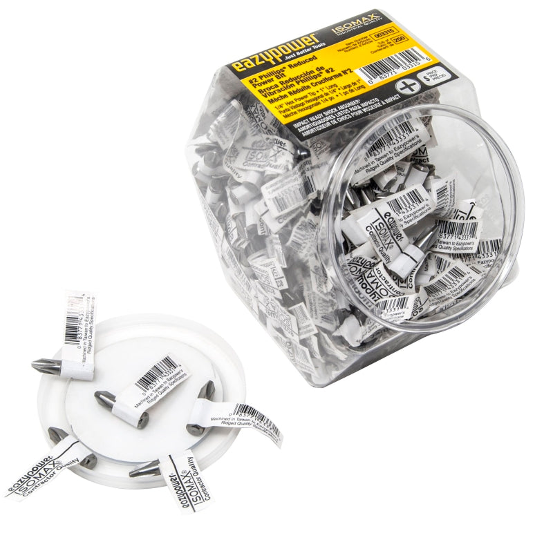EAZYPOWER Eazypower 003315 Insert Bit, #2 Drive, Phillips Drive, 1/4 in Shank, Hex Shank, 1 in L, Chrome Vanadium Molybdenum Steel TOOLS EAZYPOWER