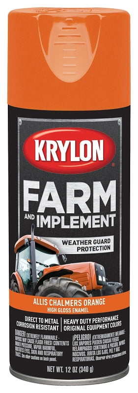 KRYLON Krylon K01940000 Farm Equipment Spray, High-Gloss, Allis Chalmers Orange, 12 oz