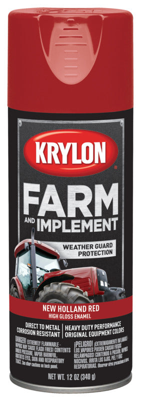 KRYLON Krylon K01947000 Farm Equipment Spray, High-Gloss, New Holland Red, 12 oz