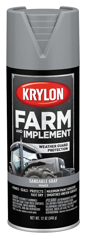 KRYLON Krylon K01950007 Farm and Implement Primer, Sandable Gray Primer, 12 oz AUTOMOTIVE KRYLON