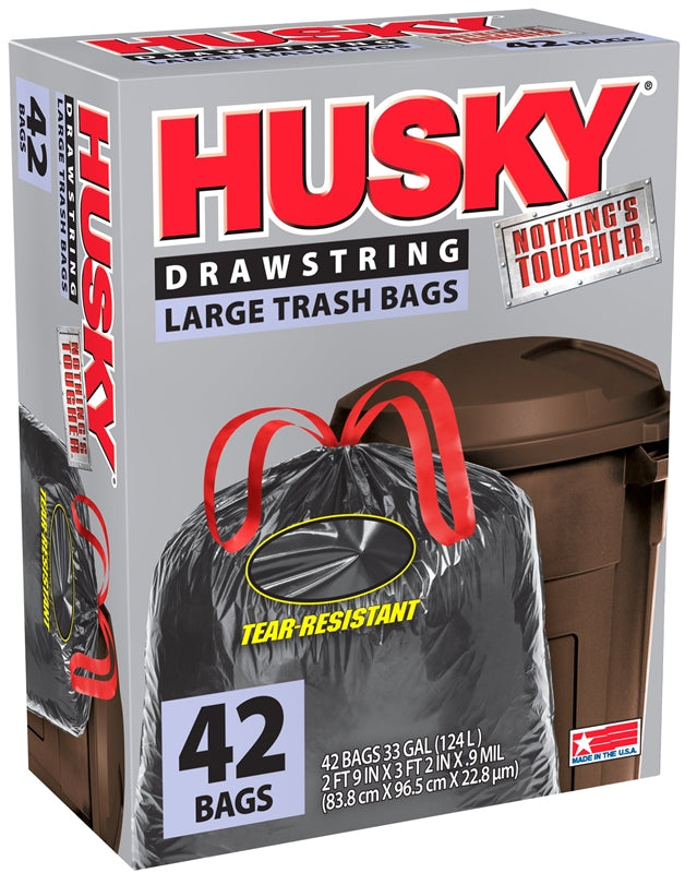 POLY-AMERICA Husky HK33DS042B Trash Bag, 33 gal Capacity, Poly, Black