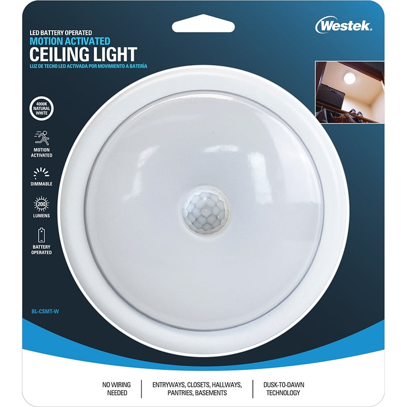 WESTEK Westek BL-CSMT-WT Ceiling Light, C Battery, LED Lamp, 200 Lumens, White ELECTRICAL WESTEK