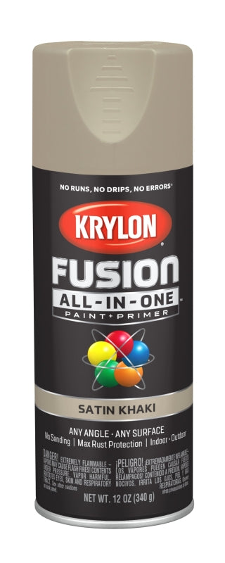KRYLON Krylon K02740007 Spray Paint, Satin, Khaki, 12 oz, Can