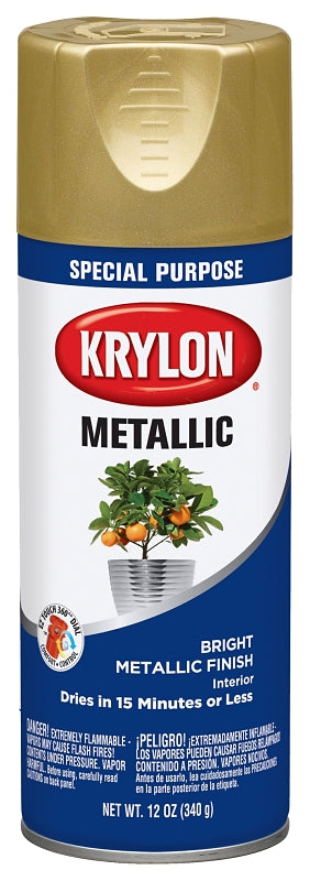 KRYLON Krylon K01701A77 Metallic Spray Paint, Metallic, Bright Gold, 11 oz, Can PAINT KRYLON