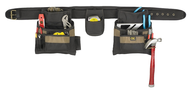 HULTAFORS CLC Tool Works Series 1604 Tool Belt, 29 to 46 in Waist, Polyester, Black/Khaki, 16-Pocket TOOLS HULTAFORS