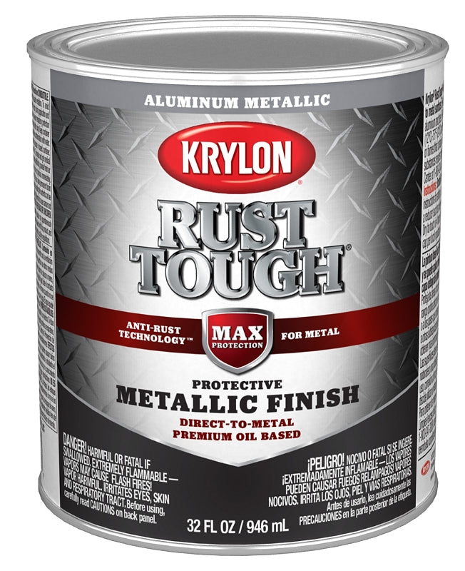 KRYLON Krylon Rust Tough K09717008 Metallic Paint, Metallic Aluminum, 1 qt
