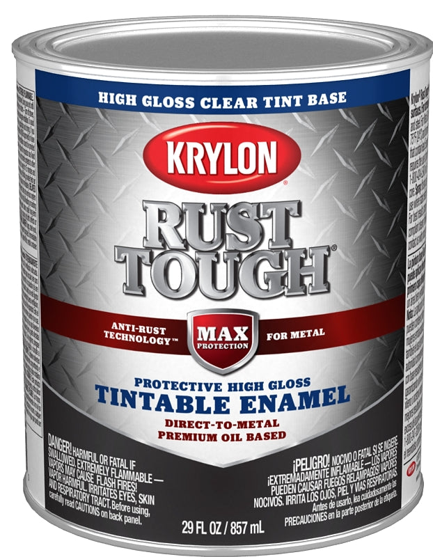 KRYLON Krylon Rust Tough K09727008 Enamel Paint, Gloss Sheen, Clear, 1 qt, 400 sq-ft/gal Coverage Area