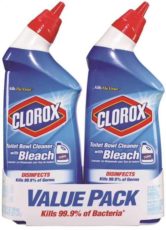 CLOROX Clorox 00273 Toilet Bowl Cleaner, 24 oz, Liquid, Bleach, Crisp, Floral, Clear/Pale Green