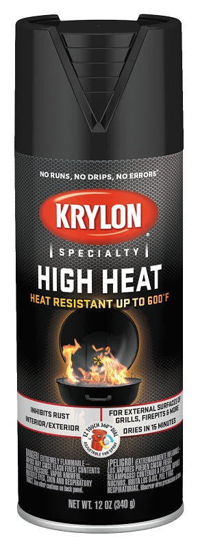 KRYLON Krylon K01618777 Spray Spray Paint, Satin, Black, 12 oz, Aerosol Can AUTOMOTIVE KRYLON