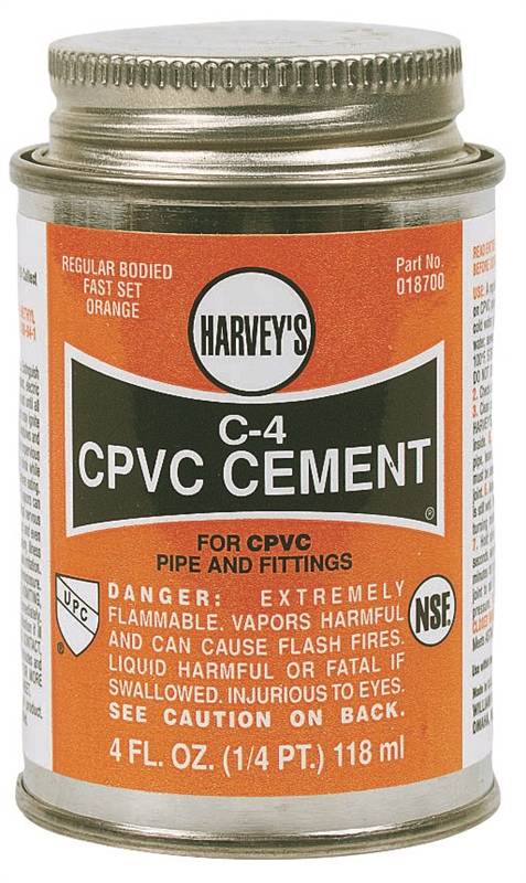 HARVEY Harvey 18700-24 Solvent Cement, 4 oz Can, Liquid, Orange