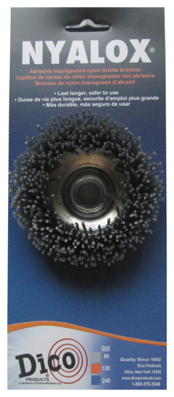 DICO PRODUCTS Dico Nyalox 7200004 Cup Brush, 3 in Dia, 5/8-11 Arbor/Shank, Female Threaded Bristle, Nylon Bristle AUTOMOTIVE DICO PRODUCTS