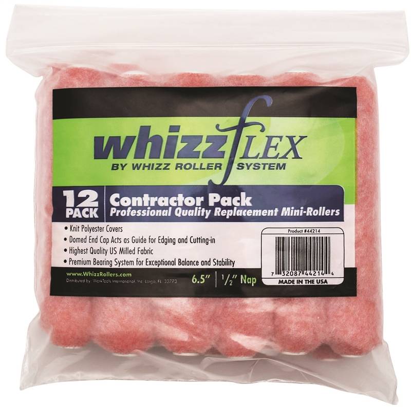 WHIZZ Whizz 44214 Roller Cover, 1/2 in Thick Nap, 6-1/2 in L, Polyester Cover PAINT WHIZZ