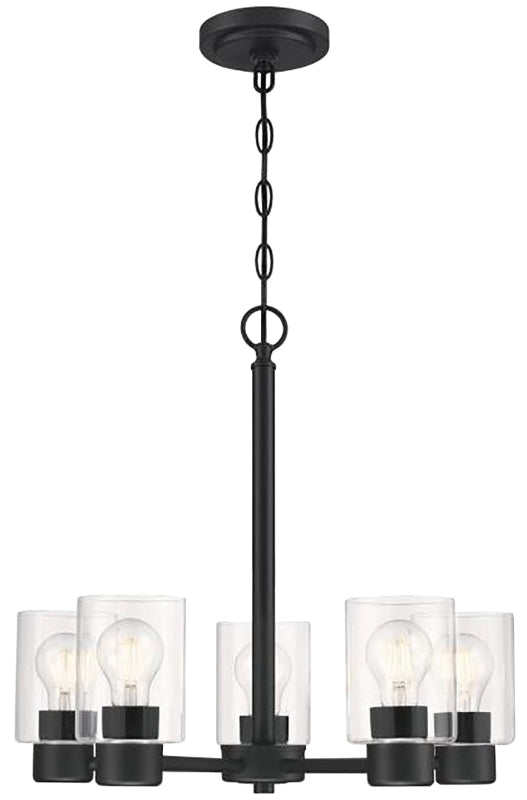 WESTINGHOUSE Westinghouse Sylvestre Series 6115300 Chandelier, 1-Tier, 5-Lamp, LED Lamp, Steel Fixture, Black Fixture ELECTRICAL WESTINGHOUSE