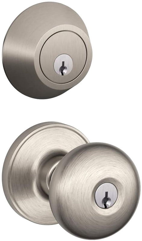 DEXTER BY SCHLAGE Schlage JC60VSTR619 Knob and Deadbolt, Mechanical Lock, Knob Handle, Round Design, Satin Nickel, 3 Grade, Metal HARDWARE & FARM SUPPLIES DEXTER BY SCHLAGE