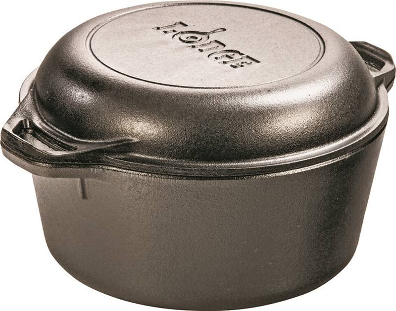 LODGE MFG Lodge L8DD3 Dutch Oven, 5 qt Capacity, Cast Iron, Black, 10-1/4 in Dia, Loop Handle