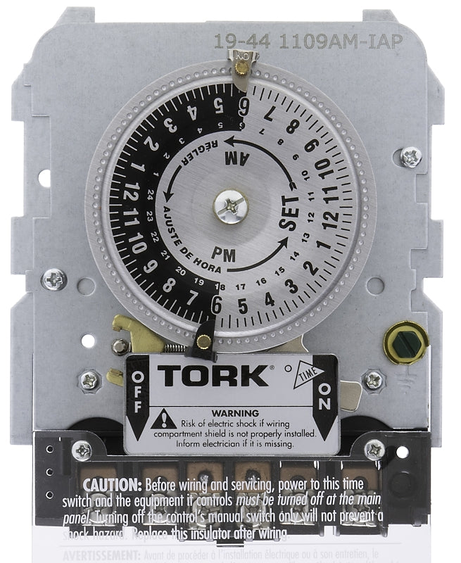 TORK Tork 1109A Series 1109AM-IAP Analog Timer, 40 A, 120/208/277 VAC, 24 hr Cycle, Gray/Silver ELECTRICAL TORK