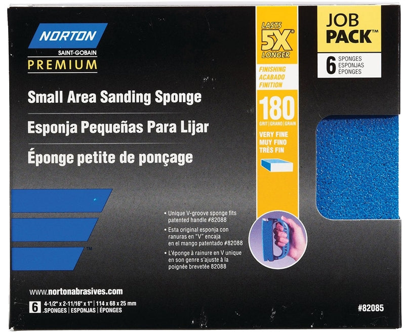 NORTON Norton ProSand 82085 Sanding Sponge, 4-1/2 in L, 2-11/16 in W, 180 Grit, Fine, Aluminum Oxide Abrasive BUILDING MATERIALS NORTON