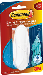 COMMAND Command 17083B Designer Hook, 4-1/8 in L x 1-1/2 in W x 1-1/2 in H Dimensions, 3/4 in Opening, 5 lb, 1-Hook, Plastic