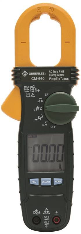GREENLEE Greenlee CM-660 Clamp Meter, 6000 Count Resolution, LCD Display AUTOMOTIVE GREENLEE
