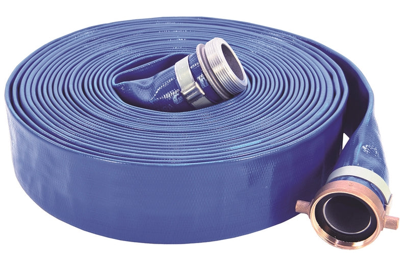 ABBOTT RUBBER Abbott Rubber 1148-1500-50-NPSH Discharge Hose, 1-1/2 in ID, 50 ft L, Male x Female NPSH, PVC, Blue