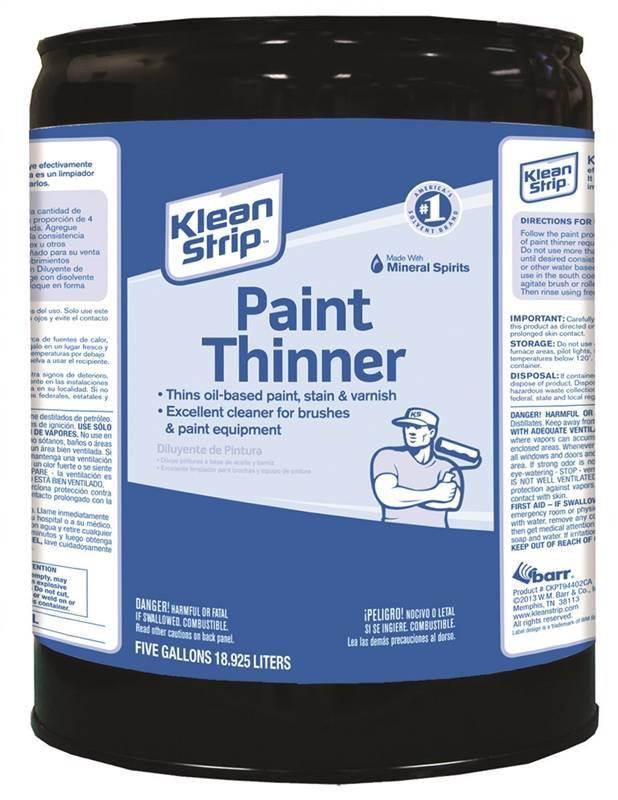 KLEAN STRIP Klean Strip CKPT94402CA Paint Thinner, Liquid, Aromatic Hydrocarbon, Water White, 5 gal, Can