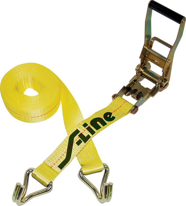 ANCRA Ancra 500 Series 557-WHK Strap, Ratchet Adjustment, 2 in W, 27 ft L, Polyester, Yellow, 3333 lb Working Load, Hook End AUTOMOTIVE ANCRA