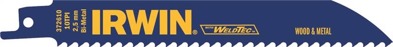IRWIN Irwin 372610P5 Reciprocating Saw Blade, 6 in L, 10 TPI, Cobalt/Steel Cutting Edge TOOLS IRWIN