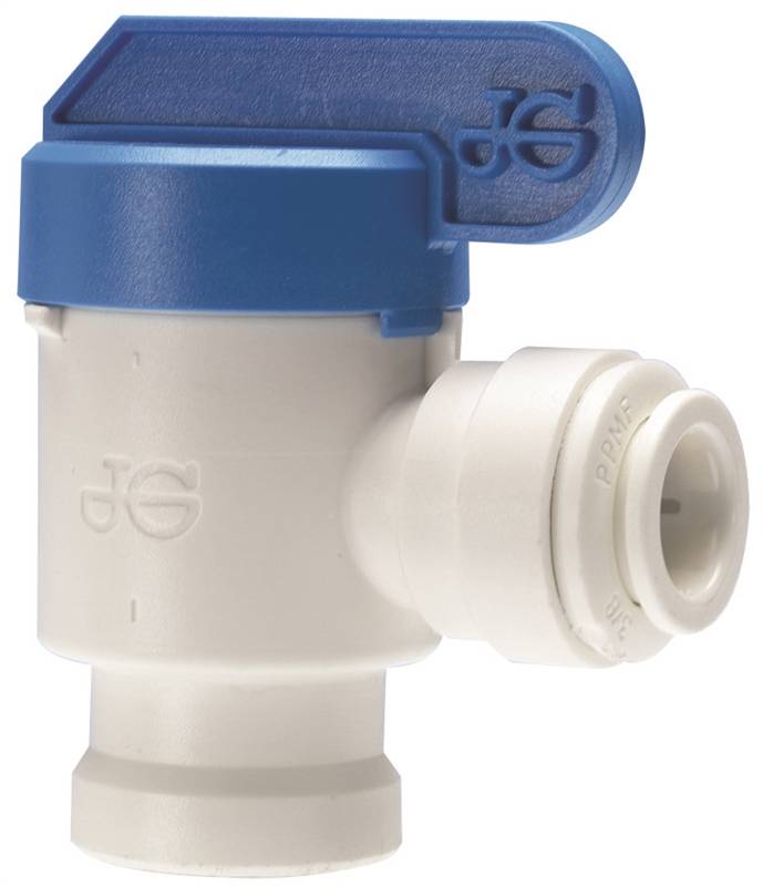 SHARKBITE John Guest PPSV500822WP Elbow Shut-Off Valve, 1/4 in Connection, Tube x NPTF, 150 psi Pressure, Polypropylene Body PLUMBING, HEATING & VENTILATION SHARKBITE