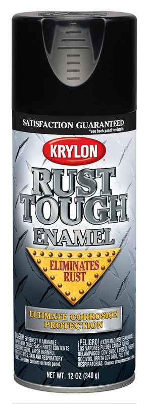 KRYLON Krylon Rust Tough K09202007 Rust Preventative Spray Paint, Gloss, Black, 12 oz, Can