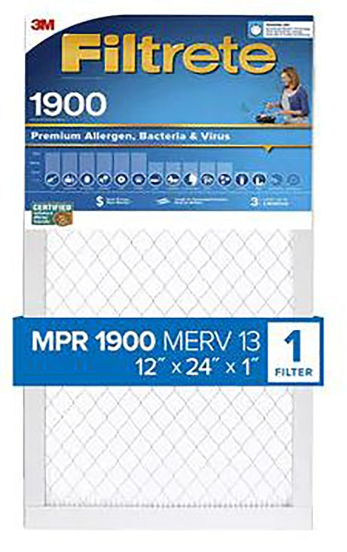 FILTRETE Filtrete UT20-4 Premium Air Filter, 12 in L, 24 in W, 13 MERV, 1900 MPR PLUMBING, HEATING & VENTILATION FILTRETE