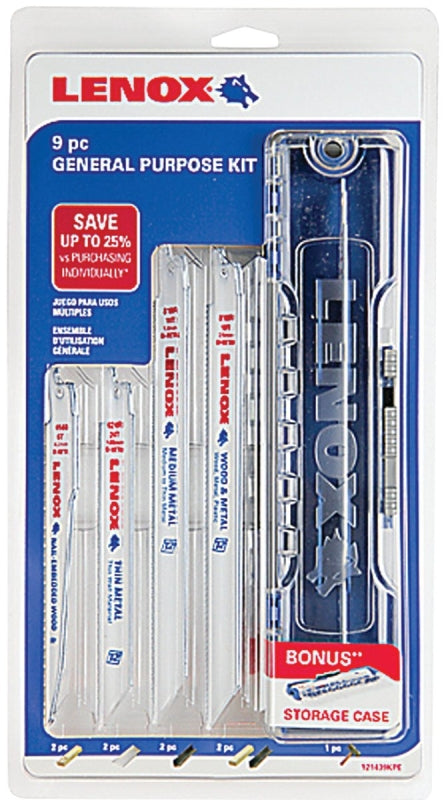 LENOX Lenox 121439KPE Reciprocating Saw Blade Kit, 9-Piece, Bi-Metal TOOLS LENOX