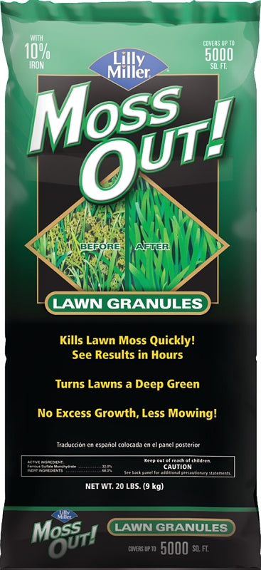 MOSS OUT Moss Out! 100099164 Moss and Algae Killer, Granular, Black/Gray, 20 lb LAWN & GARDEN MOSS OUT