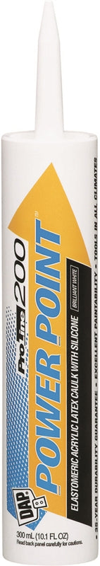 DAP DAP POWER POINT 200 18750 Acrylic Latex Caulk, Brilliant White, -20 to 180 deg F, 10.1 fl-oz Cartridge