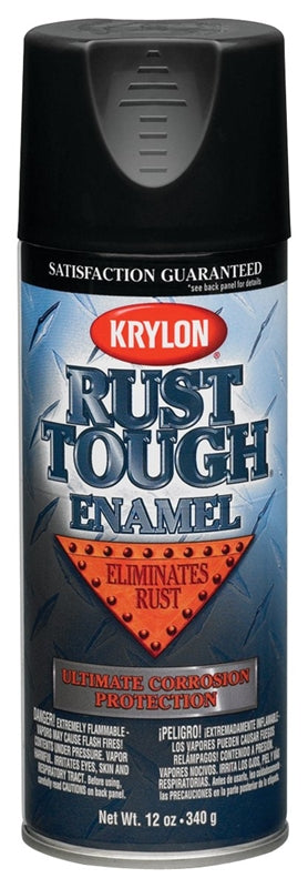 KRYLON Krylon Rust Tough K09203007 Rust Preventative Spray Paint, Semi-Flat, Black, 12 oz, Can