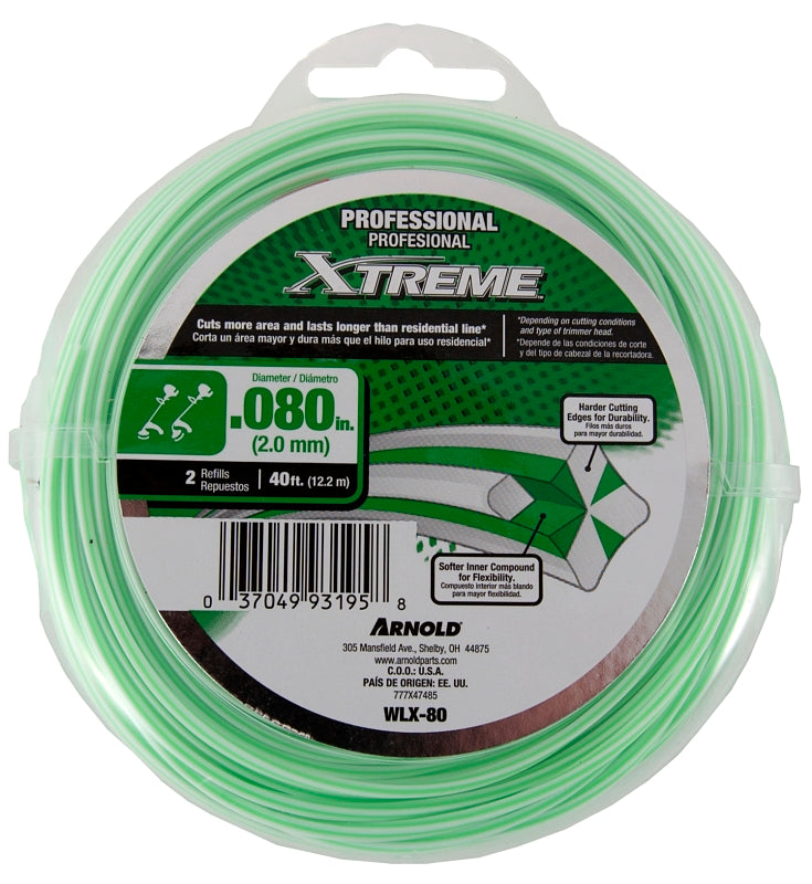 ARNOLD XTREME Arnold Xtreme Professional WLX-80 Trimmer Line, 0.080 in Dia, 40 ft L, Monofilament