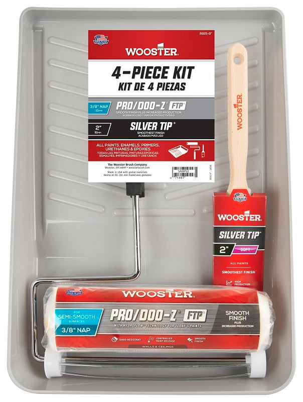WOOSTER BRUSH Wooster R915-9 Roller Kit, Semi-Smooth Surface, Polypropylene, 4-Piece PAINT WOOSTER BRUSH