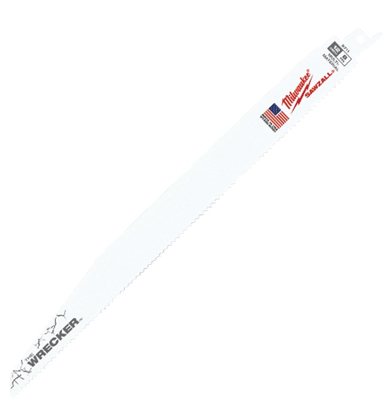 MILWAUKEE Milwaukee The WRECKER 48-00-5711 Reciprocating Saw Blade, 1 in W, 12 in L, 7/11 TPI, Bi-Metal Cutting Edge TOOLS MILWAUKEE