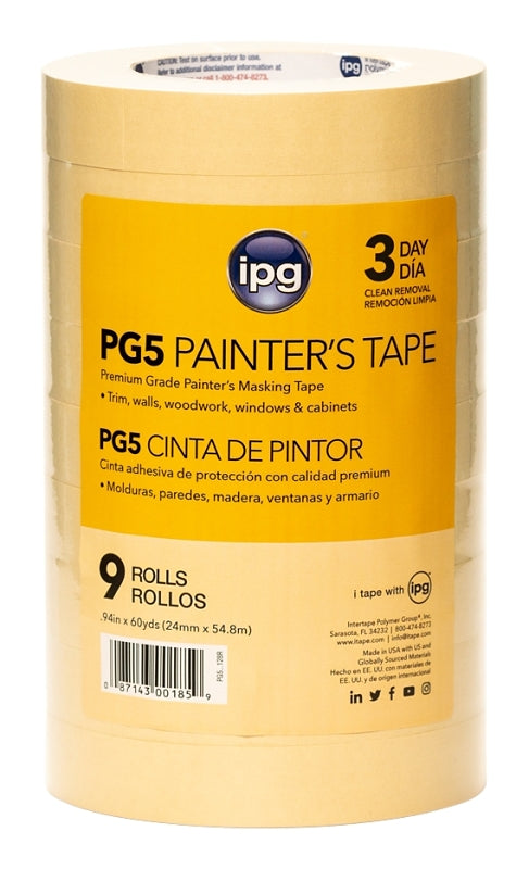 INTERTAPE POLYMER IPG PG5...128R Masking Tape, 60 yd L, 0.94 in W, 6.3 mil Thick, Paper Backing, Beige PAINT INTERTAPE POLYMER
