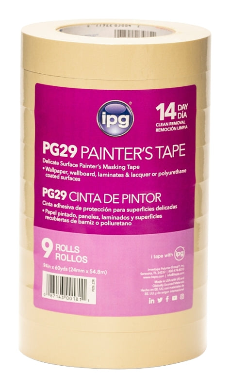 INTERTAPE POLYMER IPG PG29..22R Masking Tape, 60 yd L, 0.94 in W, 6.8 mil Thick, Paper Backing, Beige PAINT INTERTAPE POLYMER