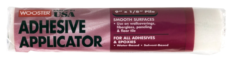 WOOSTER BRUSH Wooster R245-9 Roller Cover, 1/8 in Thick Nap, 9 in L, Fabric Cover, White PAINT WOOSTER BRUSH