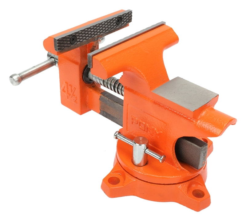 PONY Pony 24545 Bench Vise, 3 in Jaw Opening, 4-1/2 in W Jaw, 2-5/8 in D Throat, Cast Iron, Pipe Jaw