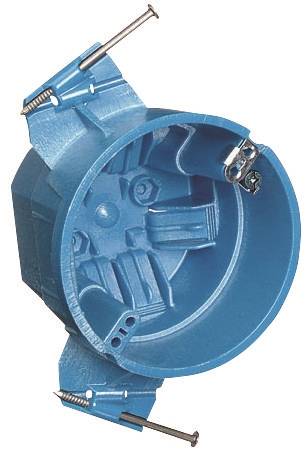 CARLON Carlon BH525P Ceiling Box, L Bracket, Nail Mounting, 4 in W, 4 in D, 3 in H, 1-Gang, PVC, Blue ELECTRICAL CARLON