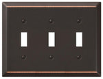 AMERELLE Amerelle Century 163TTTDB Wallplate, 4-15/16 in L, 6-1/2 in W, 3 -Gang, Steel, Aged Bronze ELECTRICAL AMERELLE