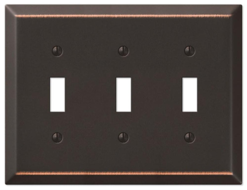 AMERELLE Amerelle Century 163TTTDB Wallplate, 4-15/16 in L, 6-1/2 in W, 3 -Gang, Steel, Aged Bronze ELECTRICAL AMERELLE