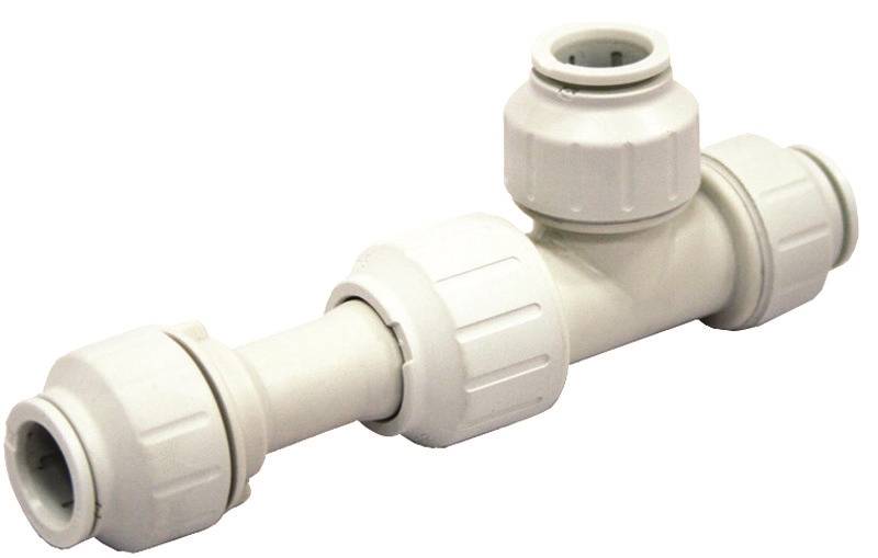 SHARKBITE John Guest 1/2TKP Pipe Tee, 1/2 in, Push-Fit, Polyethylene, White, 80 to 160 psi Pressure PLUMBING, HEATING & VENTILATION SHARKBITE