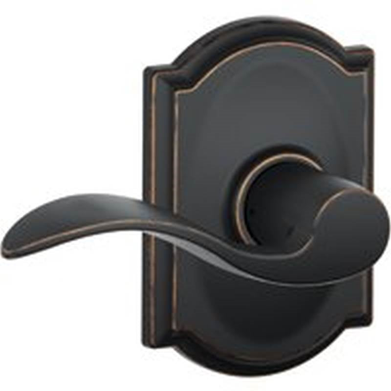 SCHLAGE LOCK Schlage Accent Series F10VACC716CAM Passage Lever, Mechanical Lock, Aged Bronze, Metal, Residential, 2 Grade HARDWARE & FARM SUPPLIES SCHLAGE LOCK