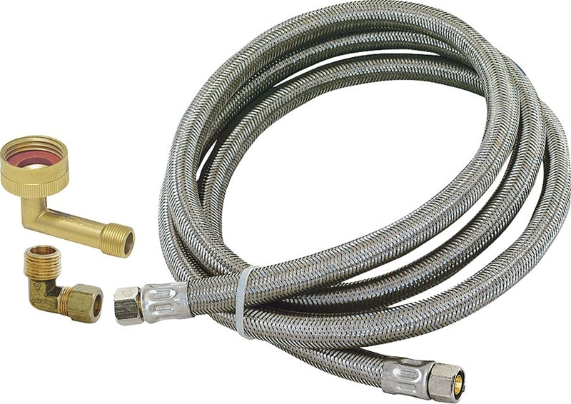 CASH ACME Ez-Flo 41045 Braided Dishwasher Connector Hose, 3/8 in Inlet, Compression Inlet, 3/8 in Outlet, Compression Outlet PLUMBING, HEATING & VENTILATION CASH ACME