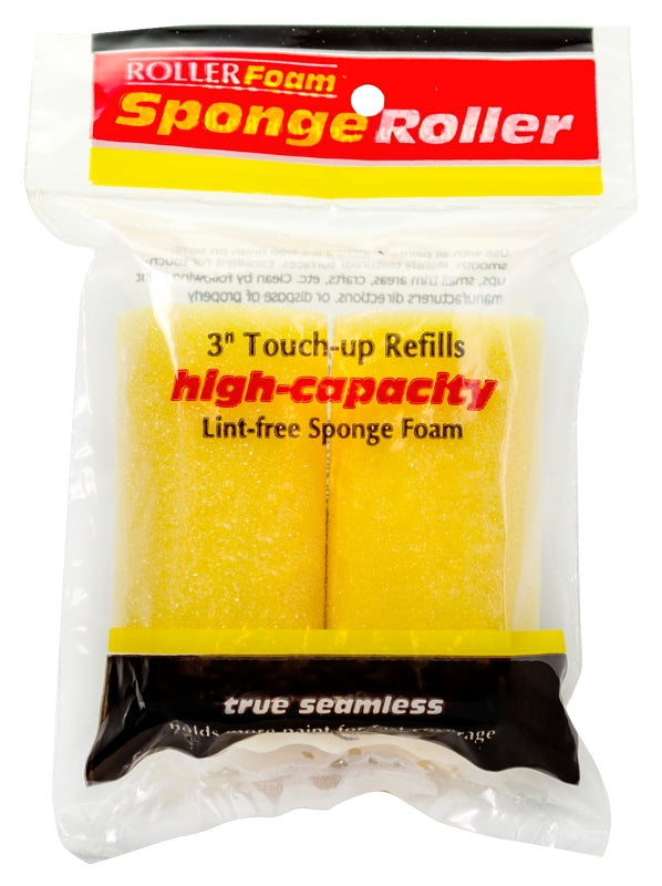 ROLLERLITE RollerLite 3YF038D Roller Cover, 3/8 in Thick Nap, 3 in L, Foam Cover, Yellow PAINT ROLLERLITE