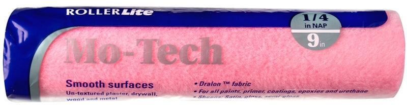ROLLERLITE RollerLite Mo-Tech 9MT025 Roller Cover, 4 mm Thick Nap, 9 in L, Dralon Fabric Cover, Pink PAINT ROLLERLITE