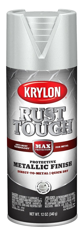 KRYLON Krylon Rust Tough K09232008 Enamel Spray Paint, Metallic, Silver, 12 oz, Can